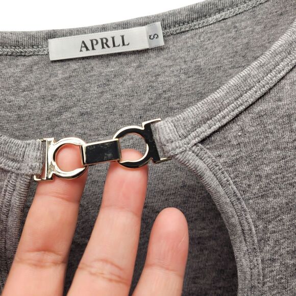 APRLL Women's Gray Short sleeve Keyhole Front Top Size Small - Picture 4 of 7